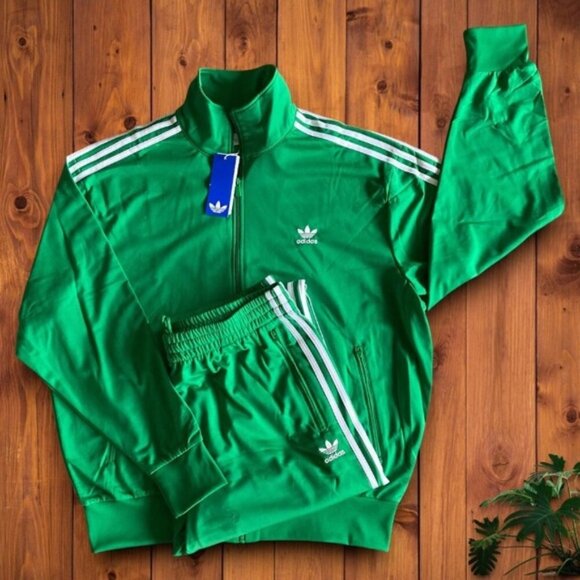 ✅ NWT 2 piece ADIDAS FIRE BIRD 2 PC JACKET and PANTS GREEN MATCHING SET MEN NEW - Picture 2 of 5